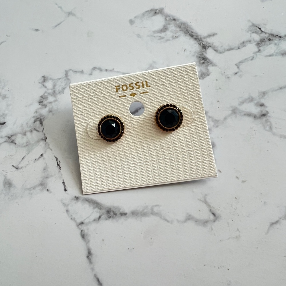 Fossil Black Galaxy Stud Earrings